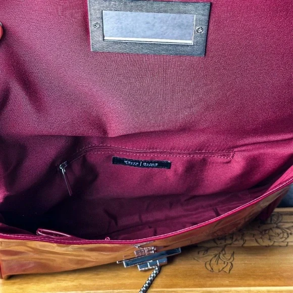 Red Patent Leather Clutch with Chain Strap, White House Black Market - Picture 7 of 8